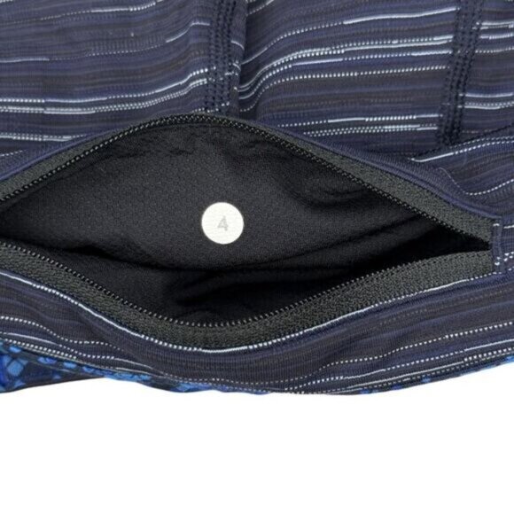LULULEMON Pace Rival Crop Leggings Cyber Stripe Naval Blue Black Womens Size 4 - Picture 12 of 12